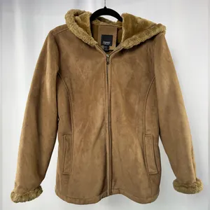 Esprit Faux Suede Hooded Jacket‎ in Brown Size Medium thumbnail 1