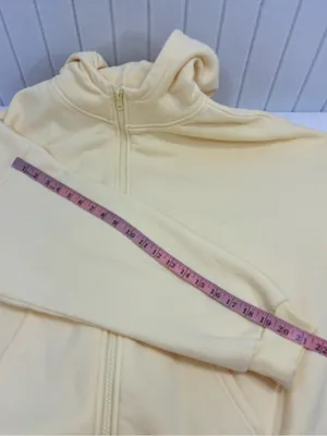 Comfrt Oversize Light Yellow Zip-Up Bomber Hoodie size M thumbnail 7