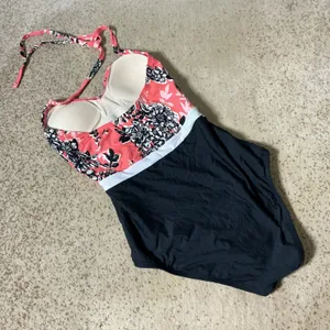 Sea Angel Womens Beachwear‎ Floral Halter One Piece Colorblock Swimsuit Size S thumbnail 2