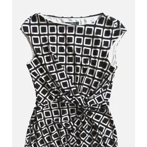 NWT LAUREN Ralph Lauren Geometric Print Twist Knot Boatneck Jersey Dress 8 $134 thumbnail 5