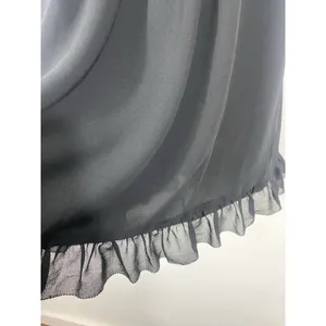 Aritzia Wilfred Black Smocked Mini Dress with Ruffle Hem Size M thumbnail 4