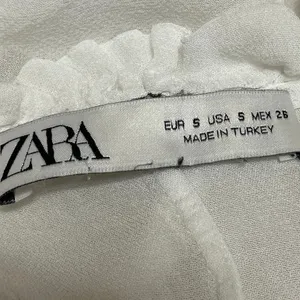 Zara Women's White Long Sleeve Ruffle V Neck Tie Peplum Wrap Blouse Top Size S thumbnail 4