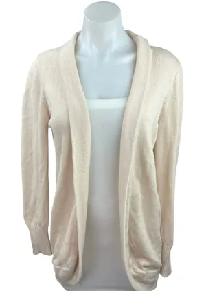 J.Crew Cream White Knit Shawl Collar Long Sleeve Open Cardigan Sweater Top Sz M thumbnail 1
