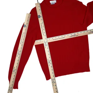 Robinsons 100% Cashmere Cable Knit‎ Sweater Medium Red Soft Cozy Crew Neck thumbnail 8