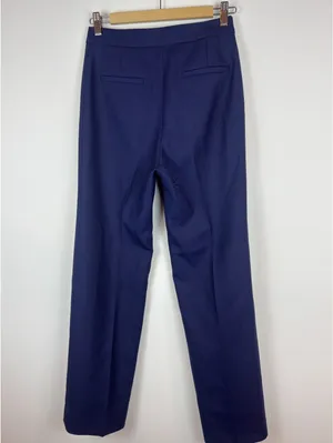 Sézane Phil Trousers Navy Wool Blend High Rise Wide Leg Pants FR 34 US 2 thumbnail 7