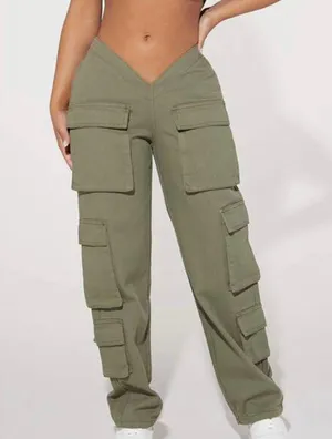 Low Waisted Green Cargo Pants Size XXS thumbnail 1