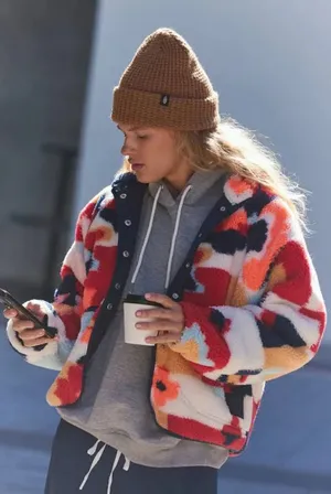 NWOT Free People Movement Hit The Slopes Printed Fleece Jacket thumbnail 1