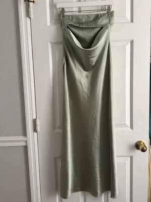 Billy J Olive Satin Maxi Dress Green Size 4 thumbnail 4