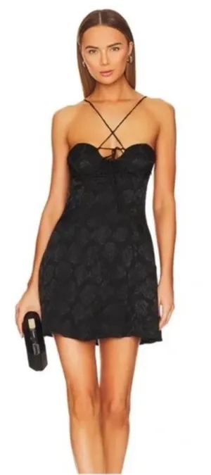 NWT For Love & Lemons Women’s Black Melody Mini Dress Size Medium and necklace thumbnail 1