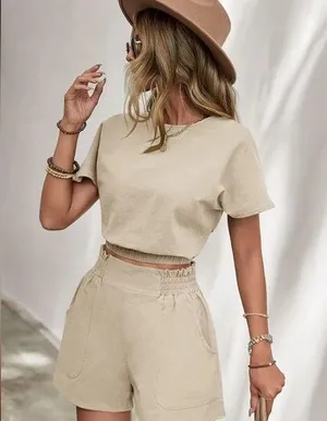 new 2 piece tan summer set thumbnail 1