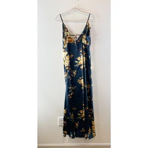 VICI Satin Floral Slit Maxi Slip Dress Green Large thumbnail 5