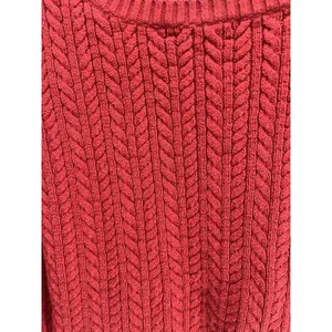 Lauren Ralph Lauren Sweater Womens Small Red Cable Knit Crewneck Cotton Pullover thumbnail 2