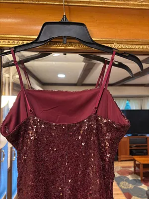 Emerald Sundae Burgundy Sparkly Mini Dress - Size S thumbnail 4
