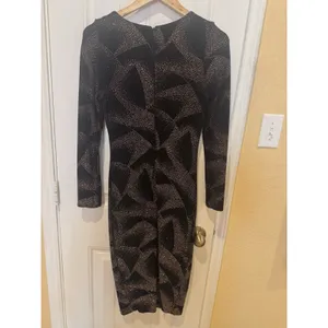 B&A by Betsy & Adam Women's Black Glitter-Knit Scoop Neck Sheath Dress Size 4 thumbnail 6