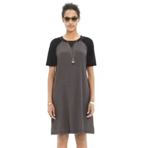 Madewell T-Shirt Mini Dress Short Sleeve Colorblock Gray‎ Black Women XS thumbnail 2