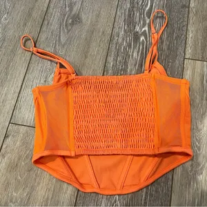 Stradivarius Orange Underwire Corset Cropped Top thumbnail 4