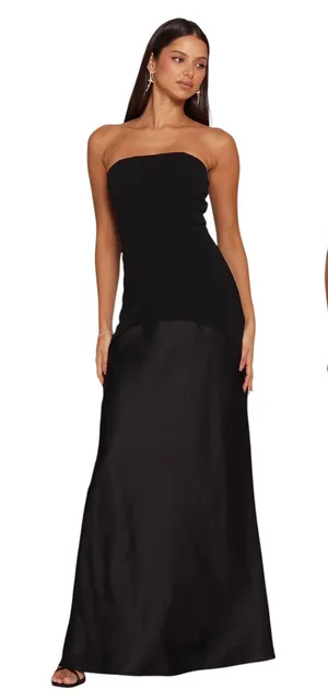 Lulus Compelling Style Black Strapless A-Line Maxi Dress size L NWT thumbnail 1