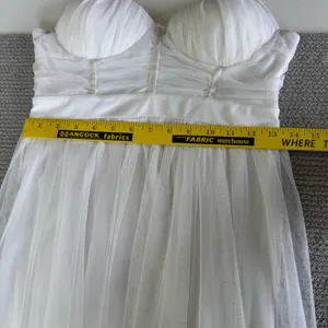 IRIS White Mesh Grecian Homecoming Dress Gown Size Medium FLAW thumbnail 10