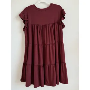Entro Women’s‎ Tiered Merlot Babydoll Ruffle Short Sleeve Mini Dress Size Small thumbnail 7