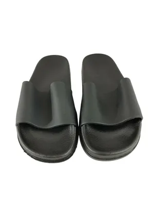 Womens Slide Sandals Rubber Slip On Basic Black Size 38 US 7 thumbnail 2
