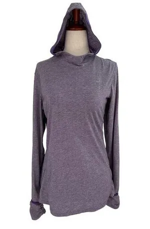 Nike Purple Dri-fit Running Athletic Top Hoodie Thumb Hole Insert Size M | 42-11 thumbnail 1