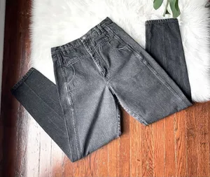Vintage Black High Waisted Straight Tapered Jeans 100% cotton Made in USA thumbnail 1