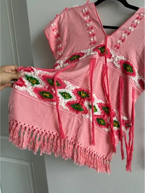 Mexican Huipil Pink Shirt thumbnail 4