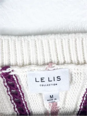 LE LIS 100% Cotton Striped Knit Sweater Vest Medium Preppy Golf Tennis Casual thumbnail 3