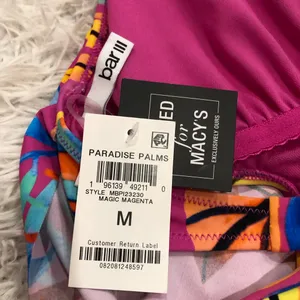 Macy’s Bar III Paradise In The Palms Cowl Neck One-Piece Swimsuit Pink‎ Medium thumbnail 7