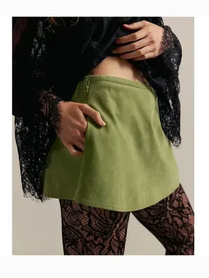 NWOT FREE PEOPLE X We The Free Paradise Found Suede Skort Going Green pocket XS thumbnail 8