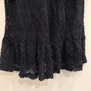 Eberjey Black Crochet Knit Ruffle Hem Swim Cover Up Tunic‎ S/M Boho Resort Wear thumbnail 7