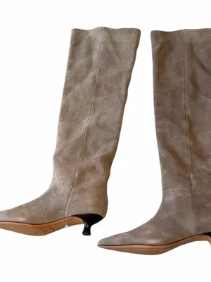 NEW ALDO Pull On Suede Kitten Heel Boot Gray SZ-5 Kitten Heel thumbnail 4