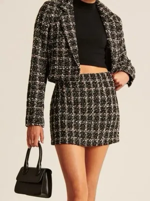 Abercrombie & Fitch Black Tweed Mini Skort Size Small NWT Corpcore Preppy thumbnail 1