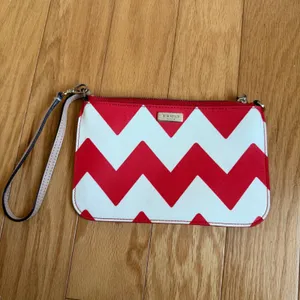 Kate Spade‎ New York Red White Chevron Zigzag Wristlet Clutch Pouch Bag thumbnail 7