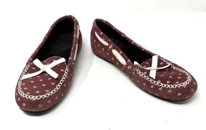 Ugg Size 6‎ Moccasins Red Heart Valentine Slip On House Shoe Flats Sherpa Lined thumbnail 1
