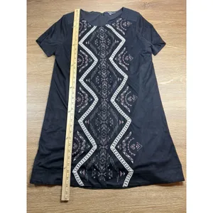 Miss Me Dress Women's Size L Black Microsuede Embroidered Boho Western Shift thumbnail 10