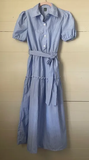 SHEIN Light Blue Striped Midi Dress thumbnail 1
