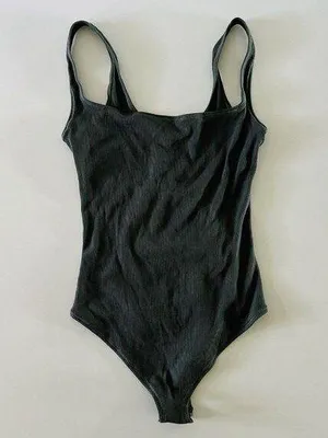 SKIMS Deep Sea Green Cotton Rib Bodysuit - L thumbnail 1