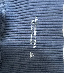 Abercrombie & Fitch Ribbed High Rise Biker Shorts Navy Blue Athleisure Size L thumbnail 4