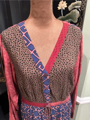 Sacred Threads Bohemian Mixed‑Print Long‑Sleeve Midi Dress – NWT – Size L/XL thumbnail 2
