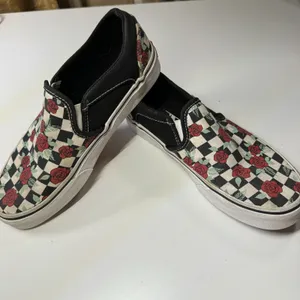 Vans Classic Slip-On Rose Checkerboard Canvas Sneakers Women 6.5 Floral thumbnail 6