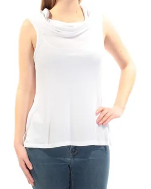 NWT Ultra Flirt Juniors Sleeveless Cowl-Neck Tank Top 3C222MC White M thumbnail 1
