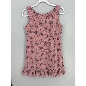 Vanity Womens Dress Pink Floral Ruffle Empire Waist Mini Small thumbnail 3
