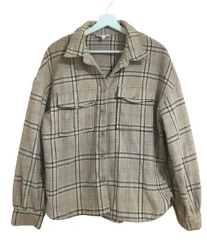 Nordstrom Size Small Brown and Pink Plaid Flannel Shacket Jacket thumbnail 1