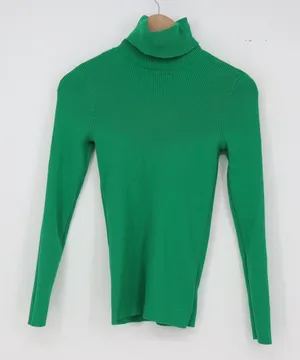 Unbranded Sweater Womens XS Turtleneck Ribbed Green Long Sleeve Excellent thumbnail 1