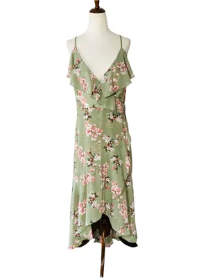 ROSEGAL Floral Ruffled High Low Dress Green Size 18 thumbnail 2