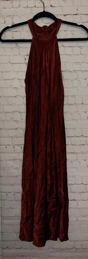 Lanston Rust Orange Halter Neck Maxi Dress Boho Wedding Party Guest Bridesmaid S thumbnail 1