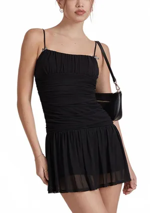 Pacsun Beverly and Beck Gingham Bow Mesh Mini Dress NWT Black XL thumbnail 1