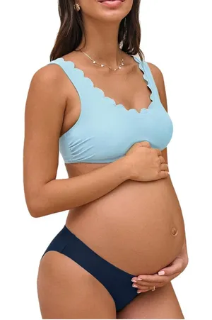 Cupshe Maternity Scalloped Bikini Set Light Blue Dark Blue Size M DKA12C4J002ST‎ thumbnail 1