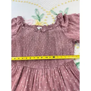 OPHELIA ROE Mauve Polka Dot Off‎ Shoulder Smocked Dress Womens 1x thumbnail 5